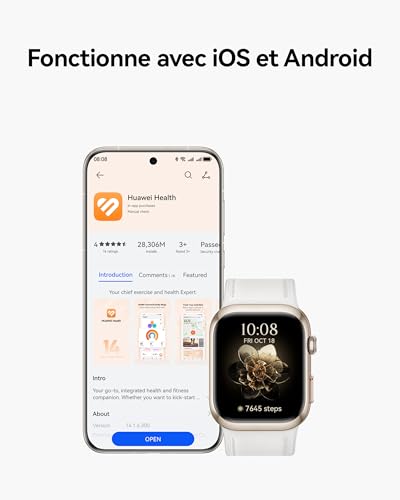 HUAWEI Watch D2, Montre Connectée, Mesure ambulatoire de la Pression artérielle, Analyse ECG, Surveillez fréquence Cardiaque, SpO2, fréquence respiratoire, Design Fin et léger, iOS & Android, Noir