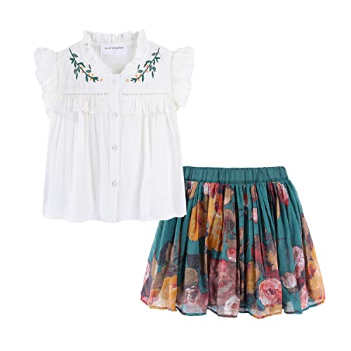 Image of Mud Kingdom Beautiful Girl Skirt Set Floral Ruffle Sleeveless Summer Casual Clothing