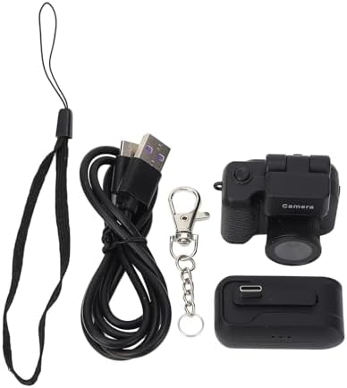 Miniatura 9 de Mini llavero de cámara, 1080P Vintage pequeño grabador de video digital con luz flash LED, cámara portátil de viaje para grabación de vida de
