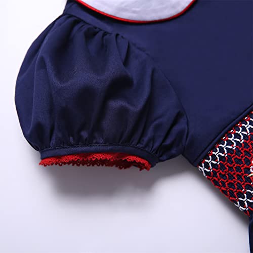 Girls Toddler Navy Embroidery Bubble Sleeve Summer Casual Smocked Dress Clothing Size 2 3 4 5 6 8 10 123