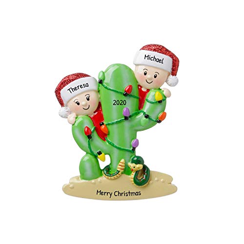 Personalized Cactus Family of 2 Christmas Tree Ornament 2019 - Couple Friend Festive