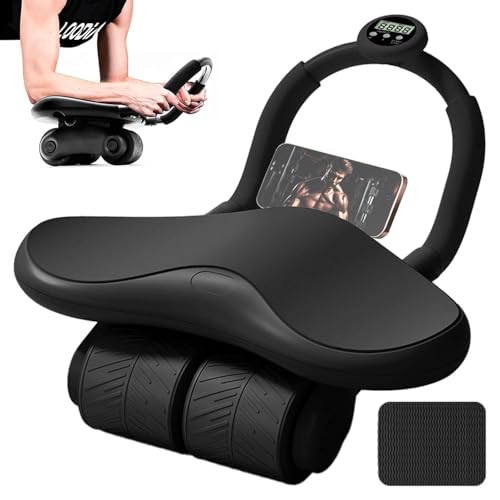 Automatische Rebound-Bauchrolle, Bauchroller mit Timer und LCD-Display, Dreirädrig Bauchtrainer für Zuhause mit Telefonhalterung, AB Roller mit Ellenbogenstütze, Rutschfest Leise, 250kg Tragfähigkeit Automatische Rebound-Bauchrolle, Bauchroller mit Timer und LCD-Display, Dreirädrig Bauchtrainer für Zuhause mit Telefonhalterung, AB Roller mit Ellenbogenstütze, Rutschfest Leise, 250kg Tragfähigkeit