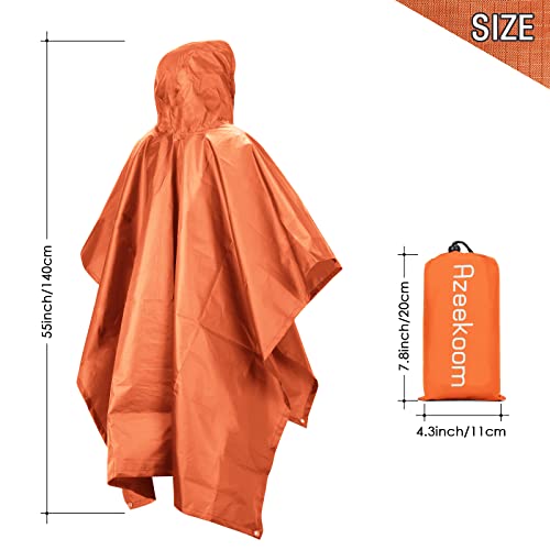 Azeekoom Regenponcho, wasserdicht, Regencape, Poncho/Campingmatte/Schatten, multifunktional, 3-in-1, für Wandern im Freien