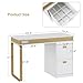 BarberPub Stylish Manicure Table for Nail Artists, Ideal Storage Beauty Nail Desk, Modern Salon Workstation with Drawers & Built-in Power Outlets, Makeup Vanity Station 2626