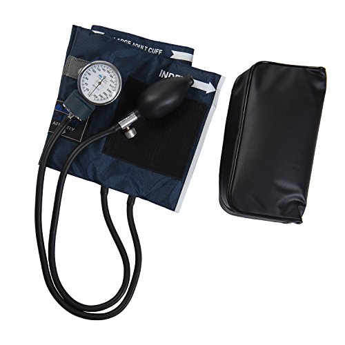 Mabis Aneroid Sphygmomanometer, Adult Cuff Size 13" To 20", Professional Manual Blood Pressure Cuff With Zipper Case, Caliber Series, Large Adult Cuff #TOP1