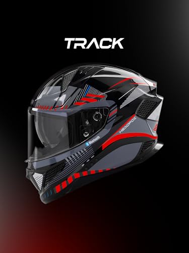 Image of HEADFOX N2F Track Full Face Bluetooth Helmet for Bike | Waterproof Smart Helmet for Men & Women | Built-in Bluetooth for Calls, ENC, Music & GPS | Voice Assist | ISI Certified