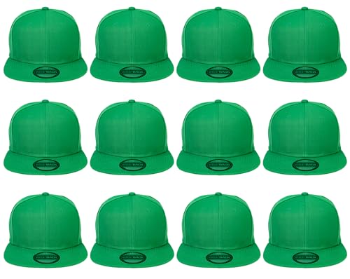 Image of Gelante Plain Blank Flat Brim Adjustable Snapback Baseball Caps Wholesale LOT 12 Pack