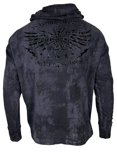 Xtreme Couture Archaic By Affliction Unisex Oversized Boxy Pullover Hoodie Black Tide2