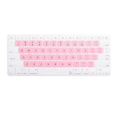 Case Star ® White and Pink Color Silicone Keyboard Cover Skin for Macbook 13