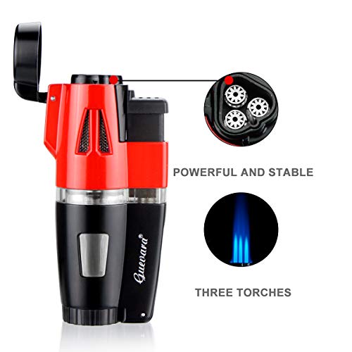 Cigar Torch Lighters Butane Refillable Lighter 3 Jet Flame Strong Flame Windproof with Punch(No Gas Include) - Thumbnail 2