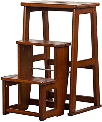 Portable 3-Step Wooden Folding Stool - Multi-Functional Chair & Ladder for Adults, Shoe Rack, Flower Stand, Kitchen Storage, Easy to Carry, Sturdy Design