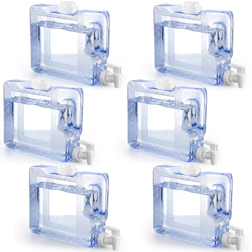 Image of Funnymoom 6 Pcs Drink Water Dispenser for Fridge 0.8 Gallon Beverage Dispenser with Spigot Plastic Reusable Refrigerator Water Dispensers Waters Jug Container for Party Outdoors Camping Hiking Home
