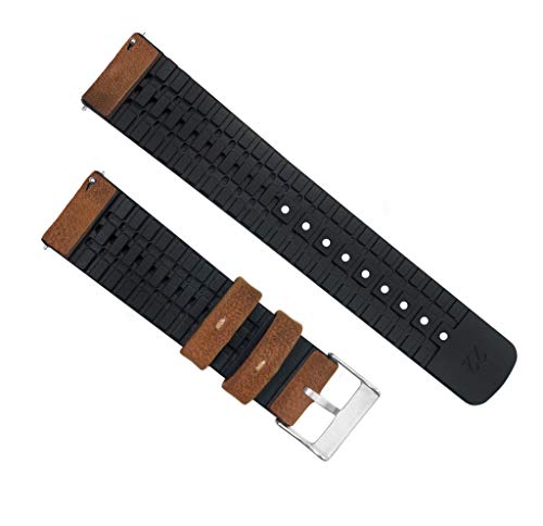 BARTON Leather and Rubber Hybrid Straps with Integrated Quick Release Spring Bars - 316L Stainless Steel - Choose Color - 18mm, 20mm & 22mm Watch Bands