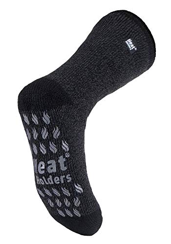 Heat Holders Chaussettes thermiques pour homme Hiver extrêmement chaudes, antidérapantes avec ABS - Bleu - 39-45
