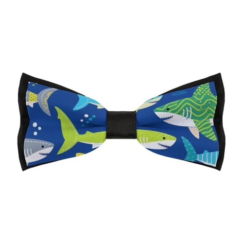 SVEFDOC Mens Boys Abstract Underwater Shark Pre-Tied Banded Bow Ties