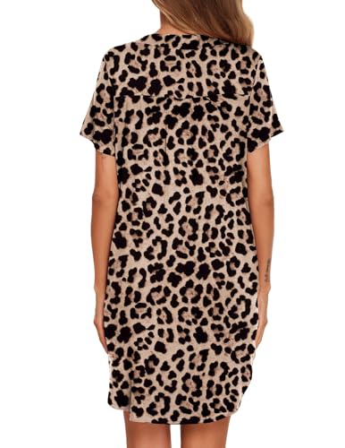 Image of Ekouaer Women V Neck Button Down Nightgown