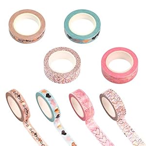 Heiqlay Washi Tape Hearts, Washi Tape Flowers, Washi Tape Sets, Craft Decoratieve Washi Tape Set, voor DIY, Gift…