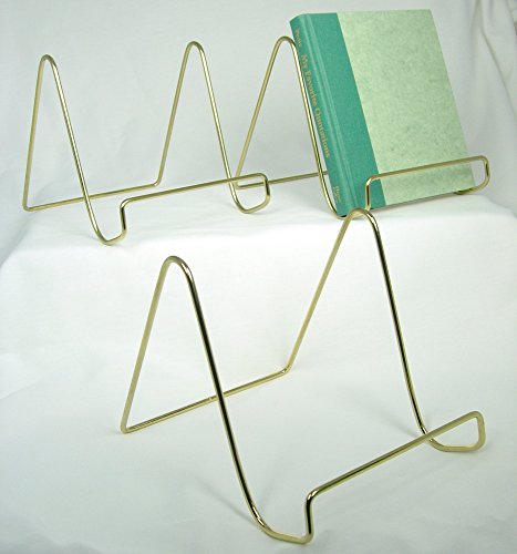 Banberry Designs Wire Easel Display Stand Plate Holders - Smooth Brass Metal - 6" H - Set Of 3 #TOP2