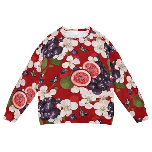 JUNZAN Fresh Chokeberry Fruit Red Little Kids Hooded Sweatshirt Crewneck Kids Pullover Hoodie Sports 4T