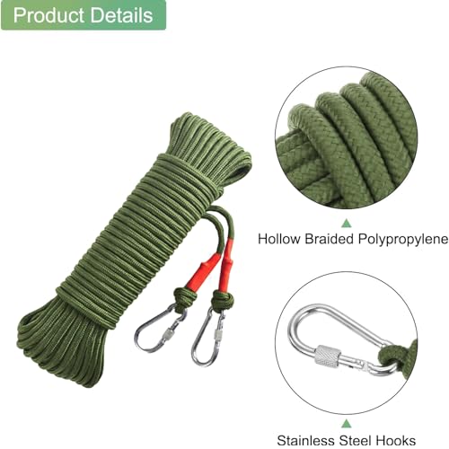 Image of 10M Clothesline with Pulley, Heavy Duty Steel Core Cloth Drying Rope, Rust Proof Thick Nylon Rope with Carabiner Hooks for Home Balcony Camping Outdoor Use
