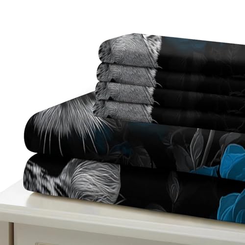 Housse de couette léopard 220x240 cm en microfibre avec 2 taies d'oreiller