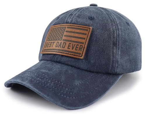 Image of Best Dad Ever American Flag Hat,Adjustable Cotton Embroidered Fathers Day Birthday Gifts for Papa Baseball Cap