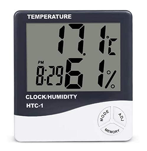 UREC-Digital Thermometer and Hygrometer : Indoor Temperature and Humidity Monitor with LCD Display and Built-in Clock for Home, Office, and Greenhouse Monitoring. (Model No. HTC-1)-image-19