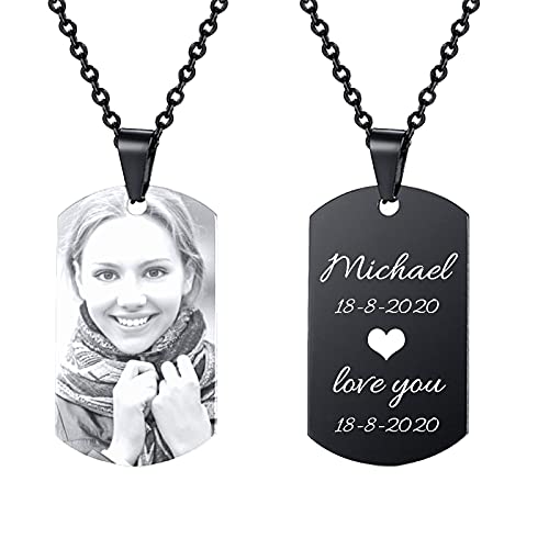 SHUMEI Personnalisé Photo Texte Porte-clés étiquette de Chien Personnalisé Photo date Spéciale Souvenir Mémorial Militaire Soldat Pendentif Porte-clés Cadeau d'anniversaire d'anniversaire Cover