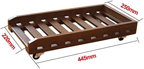 Roulettes meuble bois massif et support rectangulaire pour pot de fleurs - 3