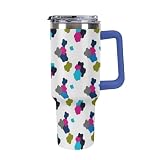 TGTBVDBJFDG Portable Tumbler Hot And Cold With Straw For Road Trips Modern Abstract Colorful Blob Art Pattern Water Tumbler Deep Blue-style-19