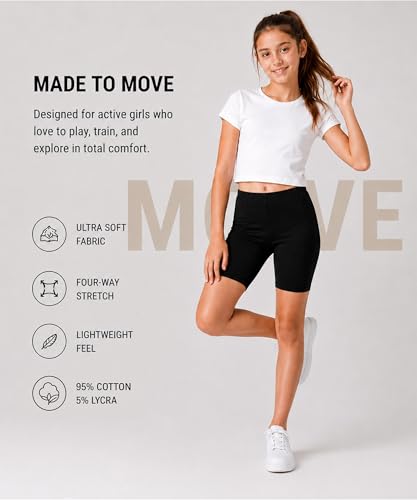 Image of KYDA KIDS Girls's Stretchable Anti Bacterial Cycling Shorts, Yoga & Workout Gym Shorts (Pack of 3)
