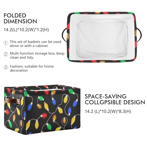 Image of Aslsiy Storage Basket Christmas Lights (5) Nursery Bins Baby Box Canvas Clothes Shelf Basket Laundry Hampers 2 Pcs