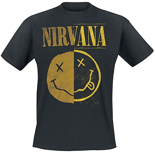Il tuo merch EMP preferito! Nirvana Spliced Smiley Uomo T-Shirt Nero XL 100% Cotone Regular
