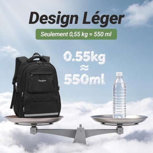 Taygeer Sac à Dos College Lycee pour Fille Garcon, Sac à Dos Ecole Léger – vue 7