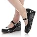 Parisuit Womens Mary Jane Wedge Platform Shoes Patent Leather Ankle Strap Pumps Sweet Shoes-Black Size 6