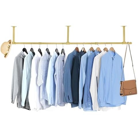 Oroonoko 72inch Industrial Pipe Clothes Garment Rack Ceiling Mount For Hanging Rod Bar for Laundry Room Up to Max Load 135Lb Cover