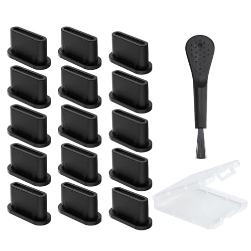Tapones Antipolvo USB C, 15PCS Tapones Puerto USB C, Tapon Cargador Tipo C, Tapón Antipolvo de Silicona Compatible con Google Samsung y iPhone, Port Cap Protector para Teléfonos y Tabletas Tipo-C