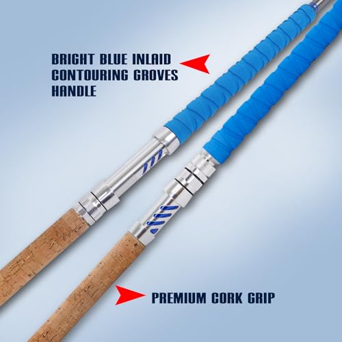 Fiblink Caña de Pesca para Agua Salada Pesada para Trolling con Guías Rodantes (5'6"/6'/7'6", 50-80lbs/80-120lbs) miniatura 4