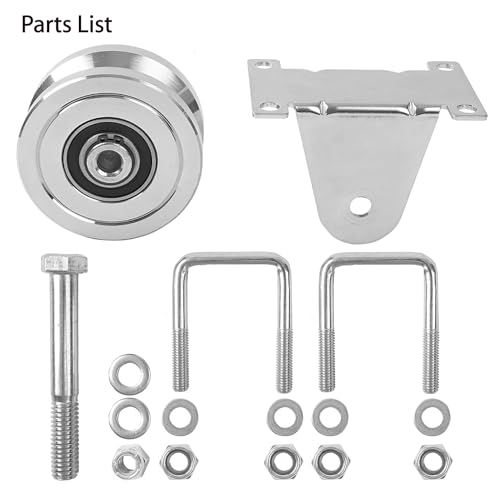 Gudwells GW013 Heavy Duty 4 Inch Slide Gate V-Groove Wheel Dual Bearing Bolted External Mount Bracket Cradle Solid Steel thumb #1