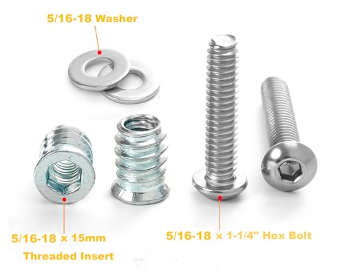 5/16-18 Threaded Inserts for Wood with Bolts Fully Threaded Button Head Hex Socket Screws 5/16-18 x 1-1/4