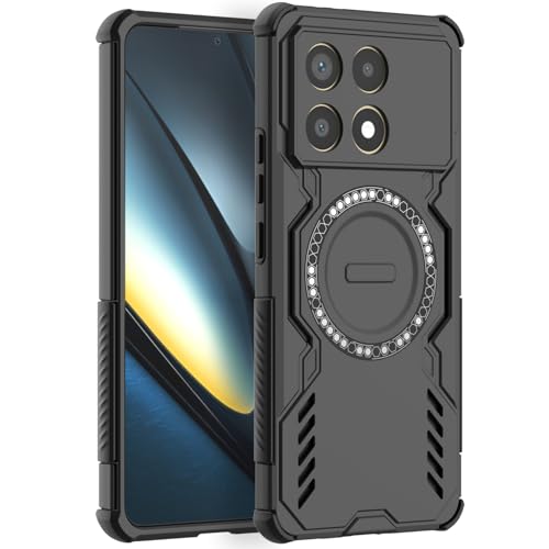 LVVFEI Magnética Funda para Xiaomi Poco F6 Pro 5G/ Redmi K70 5G Compatible con MagSafe Carcasa Xiaomi Poco F6 Pro 5G con Protección contra Golpes, Diseño con Orificios de Ventilación, Negro