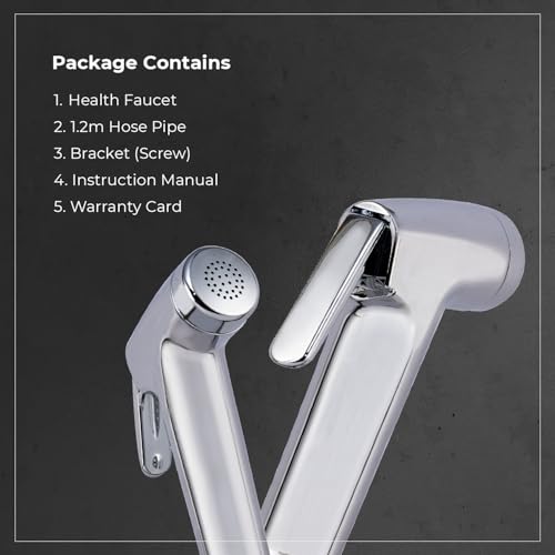 Image of Mila Health Faucet Pixflow | ABS Chrome Handheld Bidet Spray| with 1.2m SS304 Hose Pipe | Modern Jet Spray for Toilet Hygiene | Anti-Slip Grip, Leak-Free, Easy Install | Bathroom Fitting