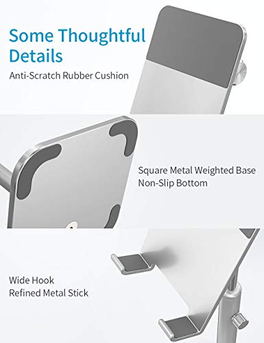 ODOSOLA Cell Phone Stand, Newly-Upgraded Angle/Height Adjustable Mobile Phone Holder for Desk Home, 4-11\'\' Eye-Level Aluminum iPad Stand Holders Compatible with iPhone iPad Kindle(Silver)
