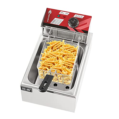 WDSOPK Freidora Eléctrica Profesional De Acero Inoxidable para Uso Comercial, Ideal para Restaurantes De Papas Fritas, Puestos De Comida Rápida, Bares Y Fiestas.（10L）