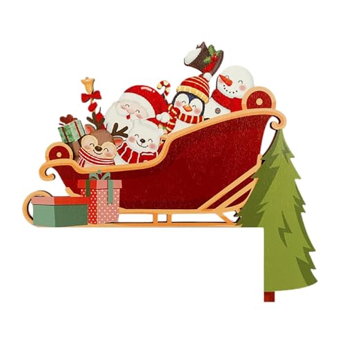 Décor de Noël de cadre de porte Santa Elk en bois pour angle de mur de salon