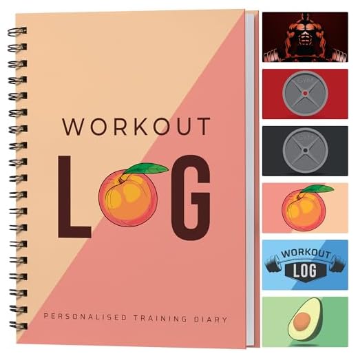 Cuaderno registro fitness y planificador de ejercicios (tamaño A5, rosa melocotón) - Establecimiento objetivos y diario entrenamiento para hogar, gimnasio y culturismo por Workout Log Gym