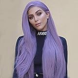 WhaleGate 26 inches Long Straight Purple Wigs for Women Synthetic Wigs Middle Part Heat Resistant Replacement Wig Colorful Cosplay Daily Party Wig (Purple Wig)