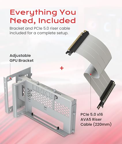 Image of LINKUP 3-Way Vertical GPU Mount V2 with AVA5 PCIe 5.0 Riser Cable | White