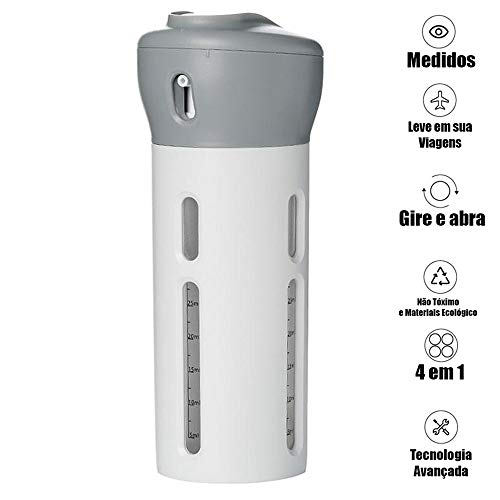 Dispenser Garrafa Portátil 4 Em 1 Viagens Loção Shampoo Gel Cremes Cinza