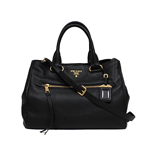Prada Vit Daino Textured Leather Shopping Tote Handbag with